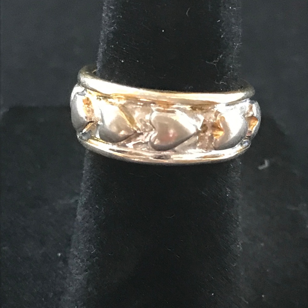 Two-Tone Eternity Heart Ring - Size 5